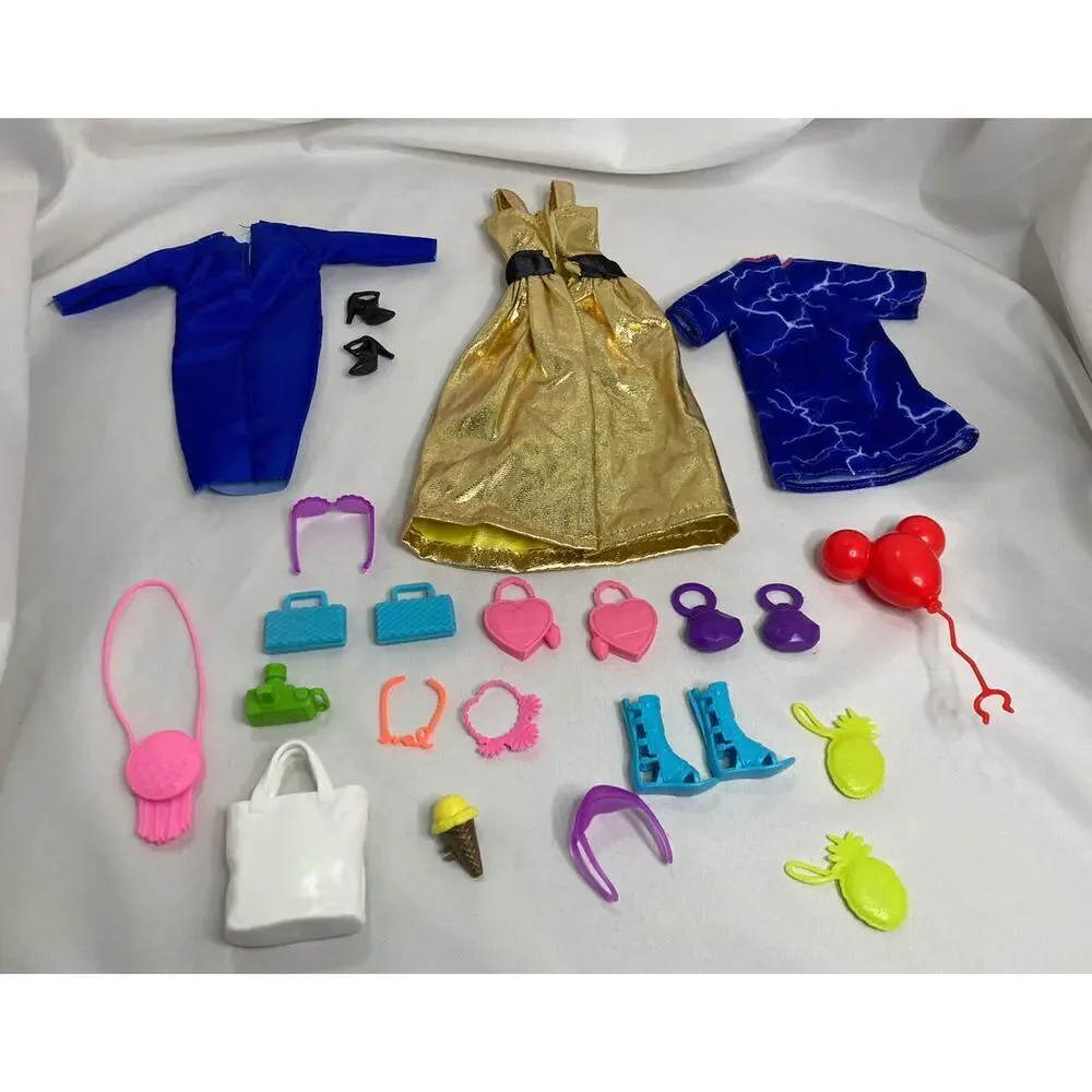 Vintage 1990’s Barbie Cothing & Accessories Purse Camera Mickey Balloon